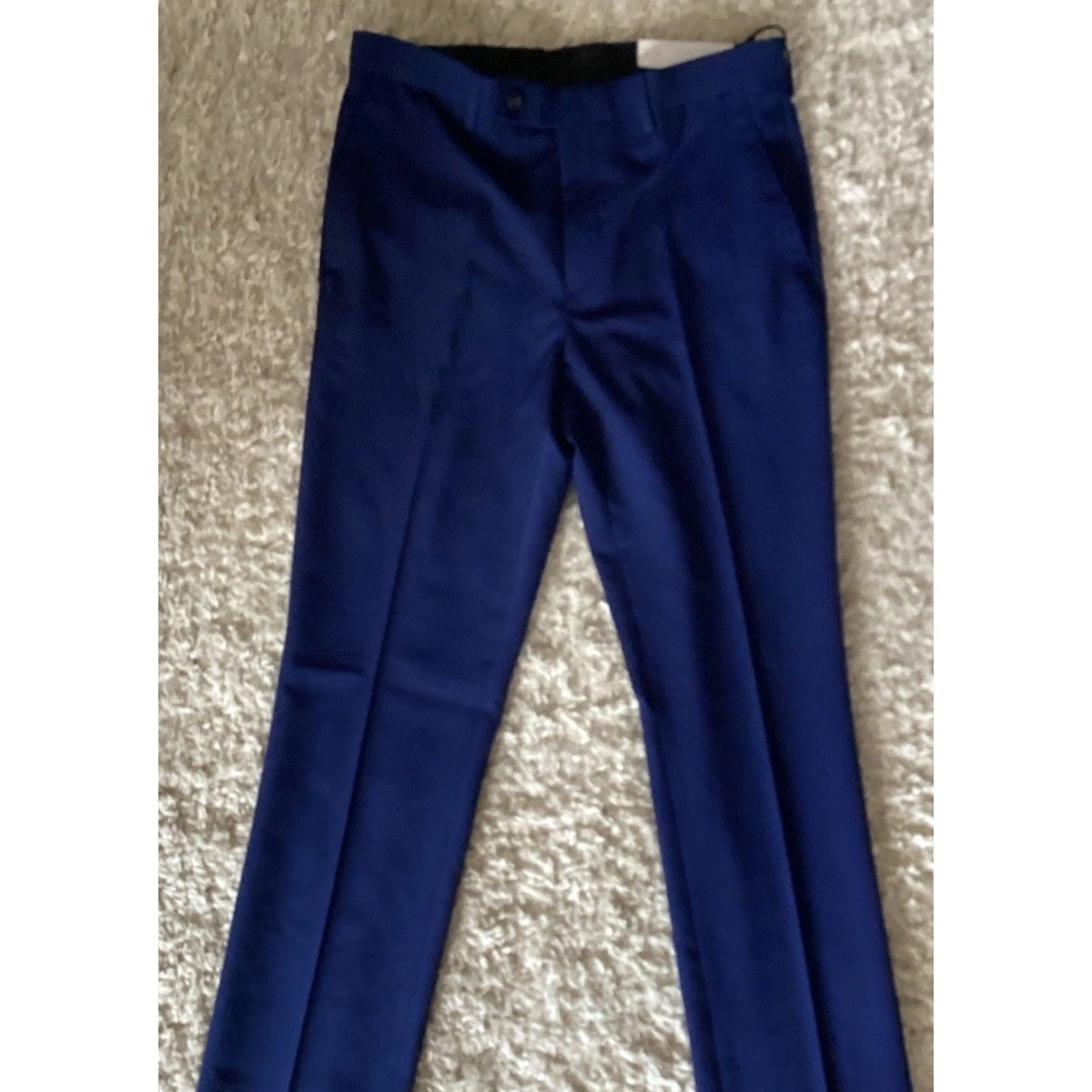 DKNY Men's Modern-Fit Stretch Dress Pants Blue Solid 32X32  NWT